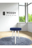 WoodyMaison CİCO Gürgen Ahşap Retro Ayak Dekoratif Beyaz Pelüş Teddy Puf Tabure Bench Koltuk Sandalye - 4