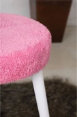 PUFMANYA JOKER PEMBE PELUŞ BEYAZ GÜRGEN AYAKLI PRATİK PUF TABURE - 2