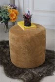 PufyHome Dublin Açık Kahve Peluş Çok Amaçlı Puf Koltuk - 4