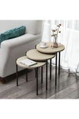 Betroya  Zuba Zigon Sehpa 3’lü Yuvarlak, Metal Ayaklı, Modern Tarz, Kahve, Servis ve Sunum Sehpası - 6