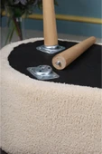 PufyHome LUNA PELUŞ KREM LARGE 90 CM GÜRGEN AYAKLI PUF KOLTUK BENCH - 3