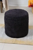 PUFMANYA PANDORA SİYAH PELUŞ LARGE 45 CM SANDIKLI PUF BENCH KOLTUK - 5