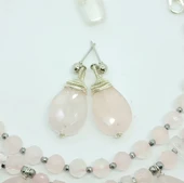 2261 Pembe Kuvars el yapımı küpe - 5