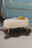 PufyHome LUNA PELUŞ KREM LARGE 90 CM GÜRGEN AYAKLI PUF KOLTUK BENCH - 1