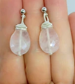 2261 Pembe Kuvars el yapımı küpe - 3