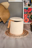 WoodyMaison Puf Iskandinav Tarz Kuzu Tüy Kumaş Sandıklı Large Çok Amaçlı Puf Koltuk Bench 41*42 - 1