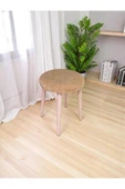 own home Teddy Kumaşlı Yuvarlak Tabure, Masif Ayaklı Tabure, Salon, Balkon, Makyaj Masası, Yemek Masası - 1