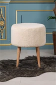 PufyHome ETNA PELUŞ KREM ÇOK AMAÇLI DOĞAL GÜRGEN AYAKLI PUF KOLTUK - 5