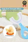 Yeni Nesil Pratik Silikon Yuvarlak U şeklinde Saplı 2-6 Yaş Yumuşak Mavi Bebek Çocuk Diş Fırçası - 3