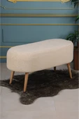 PufyHome LUNA PELUŞ KREM LARGE 90 CM GÜRGEN AYAKLI PUF KOLTUK BENCH - 4