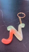 Rengarenk N Harf Şekilli Gold Aksesuarlı Anahtarlık Epoksi El Yapımı Hediyelik - 4