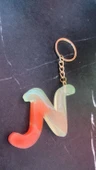 Rengarenk N Harf Şekilli Gold Aksesuarlı Anahtarlık Epoksi El Yapımı Hediyelik - 6