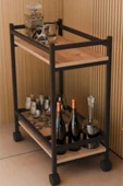 ED PET DİZAYN Servis Sunum Arabası Şaraplık Ev Tipi Iki Katlı Şişe Bölmeli - 3