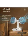 Masaüstü Dijital Ekranlı Çift Fanlı Led Işıklı Soğutucu Fan Ev Ofis Şarjlı Vantilatör - 6