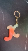 Rengarenk K Harf Şekilli Gold Aksesuarlı Anahtarlık Epoksi El Yapımı Hediyelik thumbnail 4