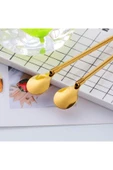 Tomurcukhome 6'lı Gold Pipetli Latte Kaşığı Kokteyl Kaşığı Ve Temizleme Fırçası, 22 Cm Yuvarlak Model - 5