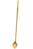 Tomurcukhome 6'lı Paslanmaz Gold Pipetli Latte Kaşığı Kokteyl Kaşığı Ve Temizleme Fırçası, 22 Cm Yaprak Model - 3