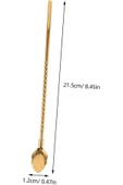 Tomurcukhome 6'lı Paslanmaz Gold Pipetli Latte Kaşığı Kokteyl Kaşığı Ve Temizleme Fırçası, 22 Cm Yaprak Model - 2