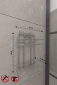 Elista Ömür Boyu Paslanmaz Yapışkanlı Krom 2 Katlı Düz Banyo Şampuanlık Delmeye Son, Matkap Vida Yok thumbnail 3