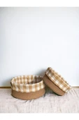 Liya Bella 2'li Kahverengi Pötikareli Sepet - Mutfak Organizer Seti - Cotton Basket 24 Ve 28 Cm Ölçülerinde thumbnail 4