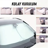 Oto Katlanabilir Premium Ön Güneşlik Ön Arka Cam Gölgelik Metalize Yeni Nesil Güneş Koruyucu Oto Araba Suv Tır 80 cm x 140 cm Çantalı - 2