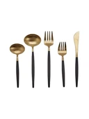 Jumbo Colors 30 Parça Çatal Kaşık Bıçak Seti Siyah Mat Altın OUTLET - 1