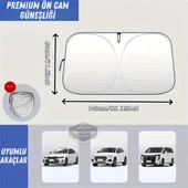 Oto Katlanabilir Premium Ön Güneşlik Ön Arka Cam Gölgelik Metalize Yeni Nesil Güneş Koruyucu Oto Araba Suv Tır 80 cm x 140 cm Çantalı - 4