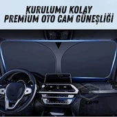 Oto Katlanabilir Premium Ön Güneşlik Ön Arka Cam Gölgelik Metalize Yeni Nesil Güneş Koruyucu Oto Araba Suv Tır 80 cm x 140 cm Çantalı - 8