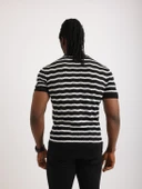 Erkek Siyah Desenli Triko Tişört – Kısa Kollu, Slim Fit - 5