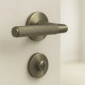 Çizgili Antik Füme Wc Banyo Tipi Kapı Kolu Rozetli Sağ Sol Uygun Modern İç Kapı Kilitli 1 Takım - 2
