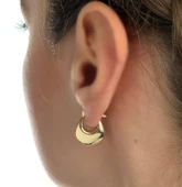 Altın Küpe 14K 585 Parlak Çanta Tasarım 1.8 cm Küpe Bombeli - 1