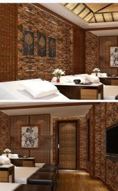 Renkli Duvarlar NW47 Koyu 3D Kendinden Yapışkanlı 3D Duvar Kaplama Kağıdı Paneli thumbnail 4