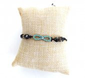 Sonsuzluk Temalı Mavi Taşlı Makrome İp Bileklik Ayarlanabilir Bileklik 9580 - 1