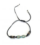 Sonsuzluk Temalı Mavi Taşlı Makrome İp Bileklik Ayarlanabilir Bileklik 9580 - 2