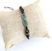 Sonsuzluk Temalı Mavi Taşlı Makrome İp Bileklik Ayarlanabilir Bileklik 9580 - 3