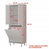 Gamzem Kirli Çamaşır Sepetli Banyo Dolabı - 5