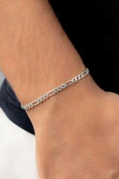 925 Ayar Gümüş Figaro Zincir Bileklik 4.5 MM 21 CM - 1