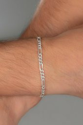 925 Ayar Gümüş Figaro Zincir Bileklik 4.5 MM 21 CM - 4