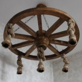 Otantik Çarşı Ahşap Halatlı Teker Avize 70 cm. 5li  K03 - 3
