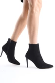Siyah Süet Bootie İnce Topuklu Bot - Nairobi thumbnail 3