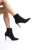 Siyah Süet Bootie İnce Topuklu Bot - Nairobi thumbnail 1