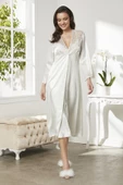Pierre Cardin 6425 Saten Gecelik Sabahlık Pijama Takım Şort Takım 6'lı Gelin Çeyiz Seti - 10