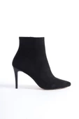 Siyah Süet Bootie İnce Topuklu Bot - Nairobi thumbnail 4