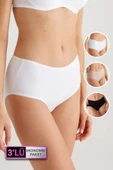 Pierre Cardin Maxi Cut 3'lü Ekonomik Paket Yüksek Bel Pamuklu Basic Slip Külot - 1