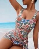 Çiçek Desenli Kaplı Astarlı Slip ve Mayo - 3