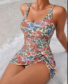 Çiçek Desenli Kaplı Astarlı Slip ve Mayo - 1