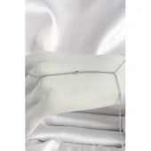 Pirinç Gümüş Renk Su Yolu Zirkon Taşlı Mavi Taş Detaylı Kadın Şahmeran - Tj-sn620 - 1