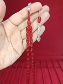 ATEŞ KEHRİBAR TESBİH KIRMIZI RENK BEYZİ KESİM T-873 - 1