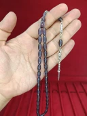 ATEŞ KEHRİBAR TESBİH MAVİ RENK ARPA KESİM T-876 - 1