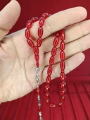 ATEŞ KEHRİBAR TESBİH KIRMIZI RENK BEYZİ KESİM T-873 - 2
